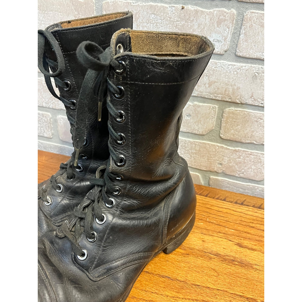 Vintage Black Combat Boots Vietnam War United States Armed Forces Panco Military Footwear Circa 1966
