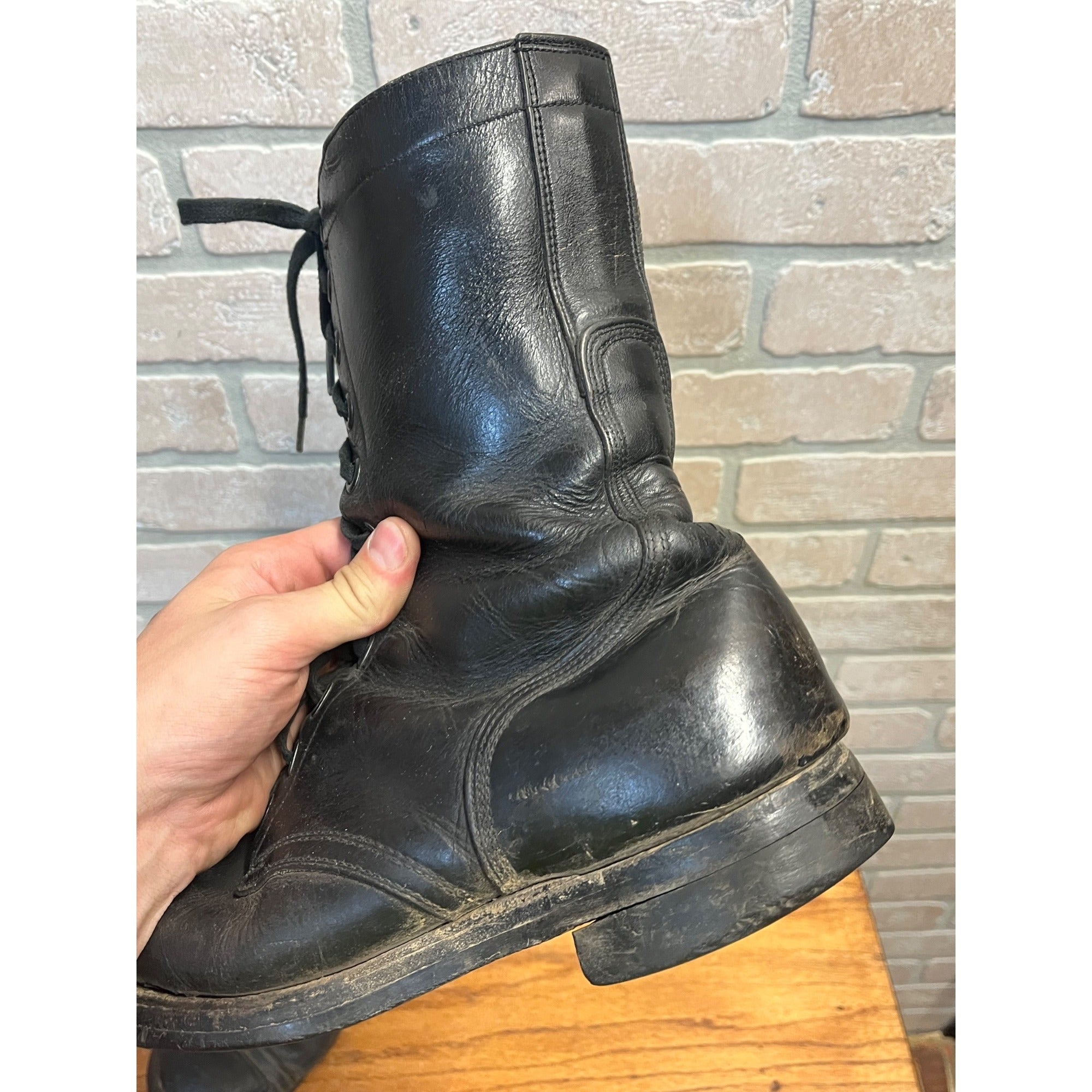 Vintage Black Combat Boots Vietnam War United States Armed Forces Panco Military Footwear Circa 1966