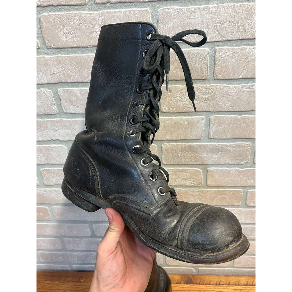 Vintage Black Combat Boots Vietnam War United States Armed Forces Panco Military Footwear Circa 1966