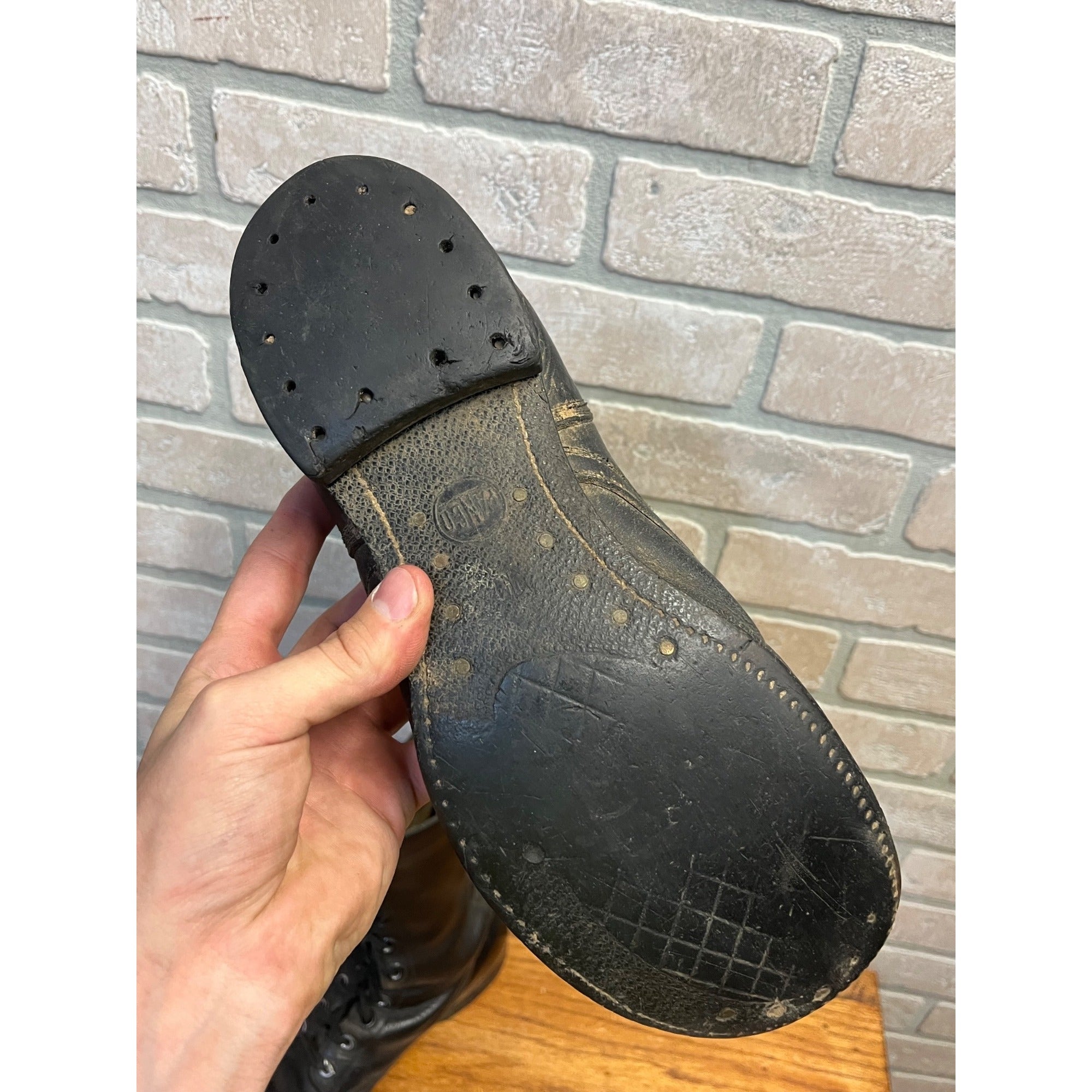 Vintage Black Combat Boots Vietnam War United States Armed Forces Panco Military Footwear Circa 1966