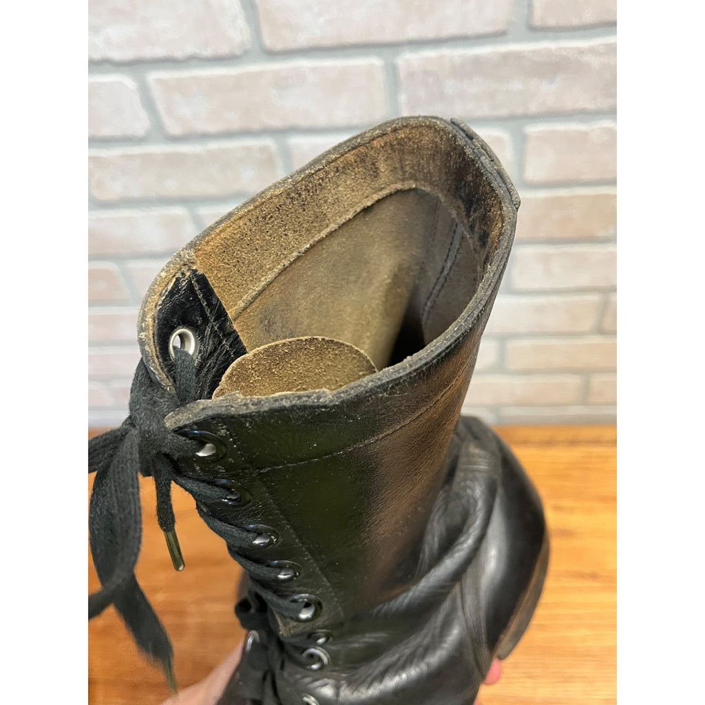 Vintage Black Combat Boots Vietnam War United States Armed Forces Panco Military Footwear Circa 1966