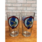 Miller Lite Beer Bar Glasses Lot (2) 2004 Lake Winnebago Sturgeon Hunt Spearing Fishing