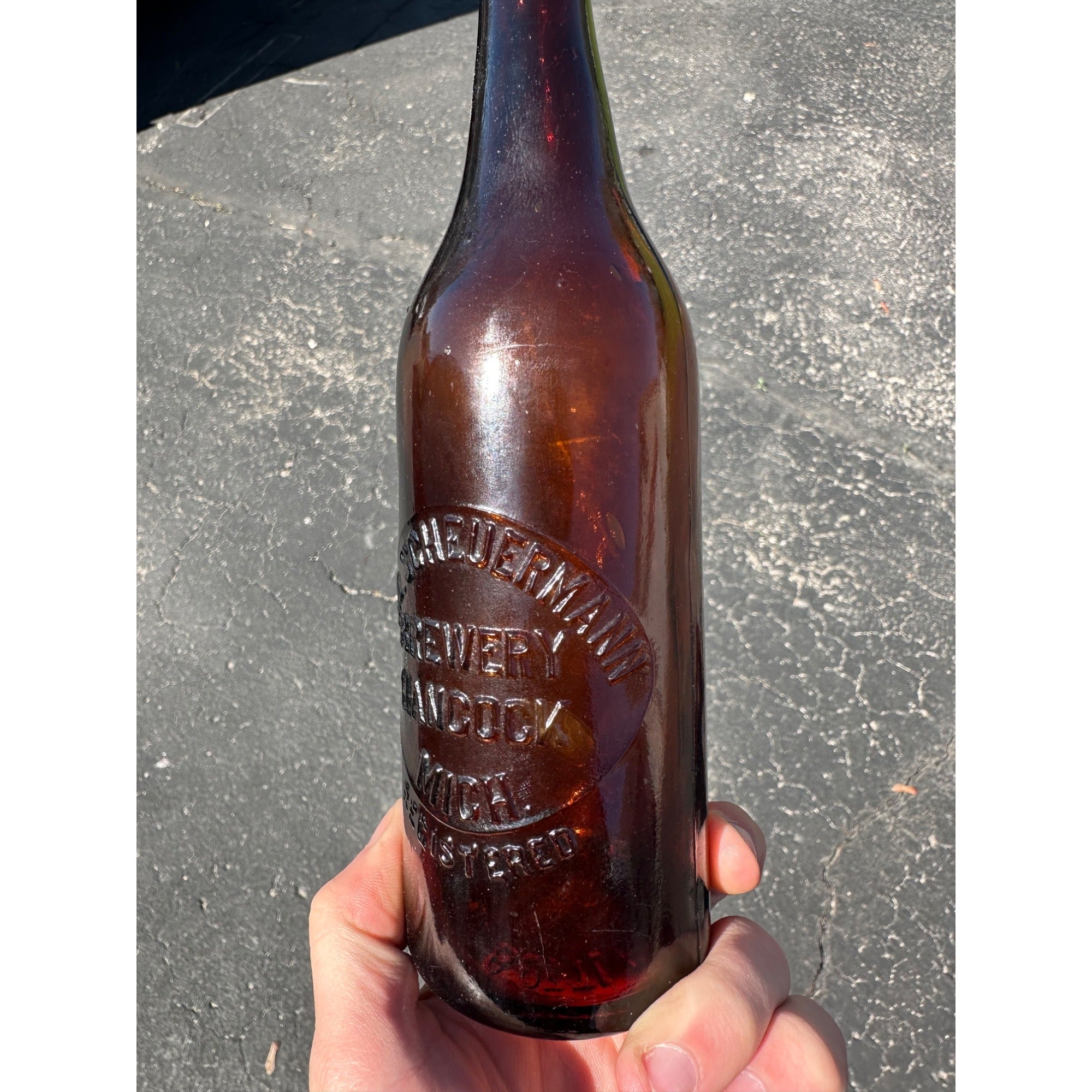 Vintage Phil Scheuermann Brewery Hancock Michigan Beer Bottle 9.25"