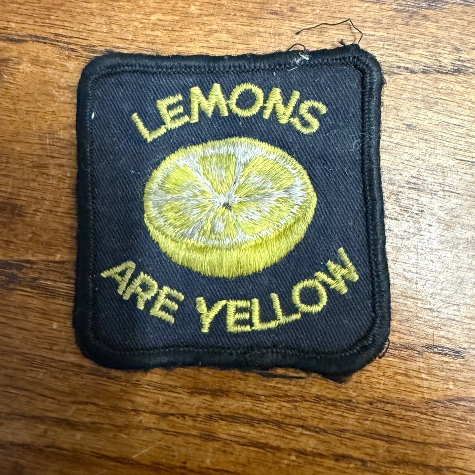 Vintage 1970s John Deere "Lemons are Yellow" Coat Hat Patch 3" x 3"