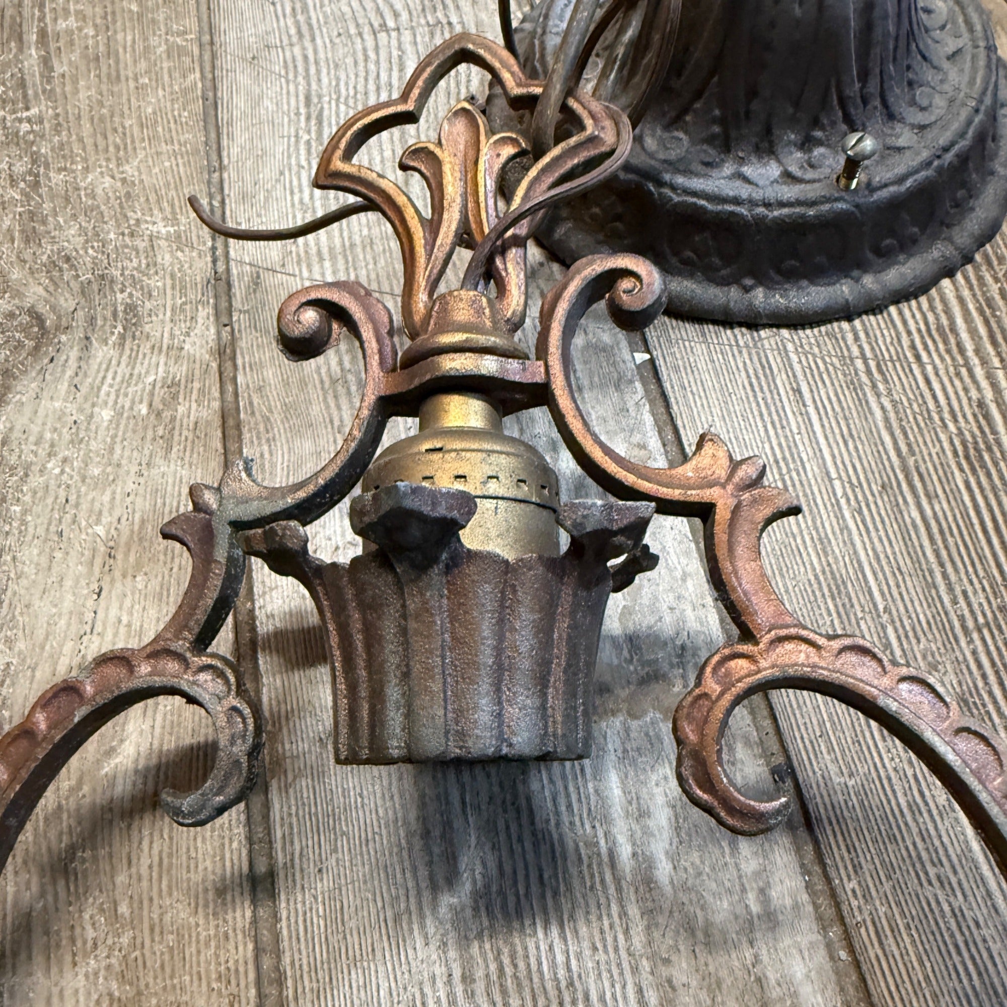 Antique Art Nouveau Victorian Ceiling Light Fixture Chandelier Single Bulb Cast