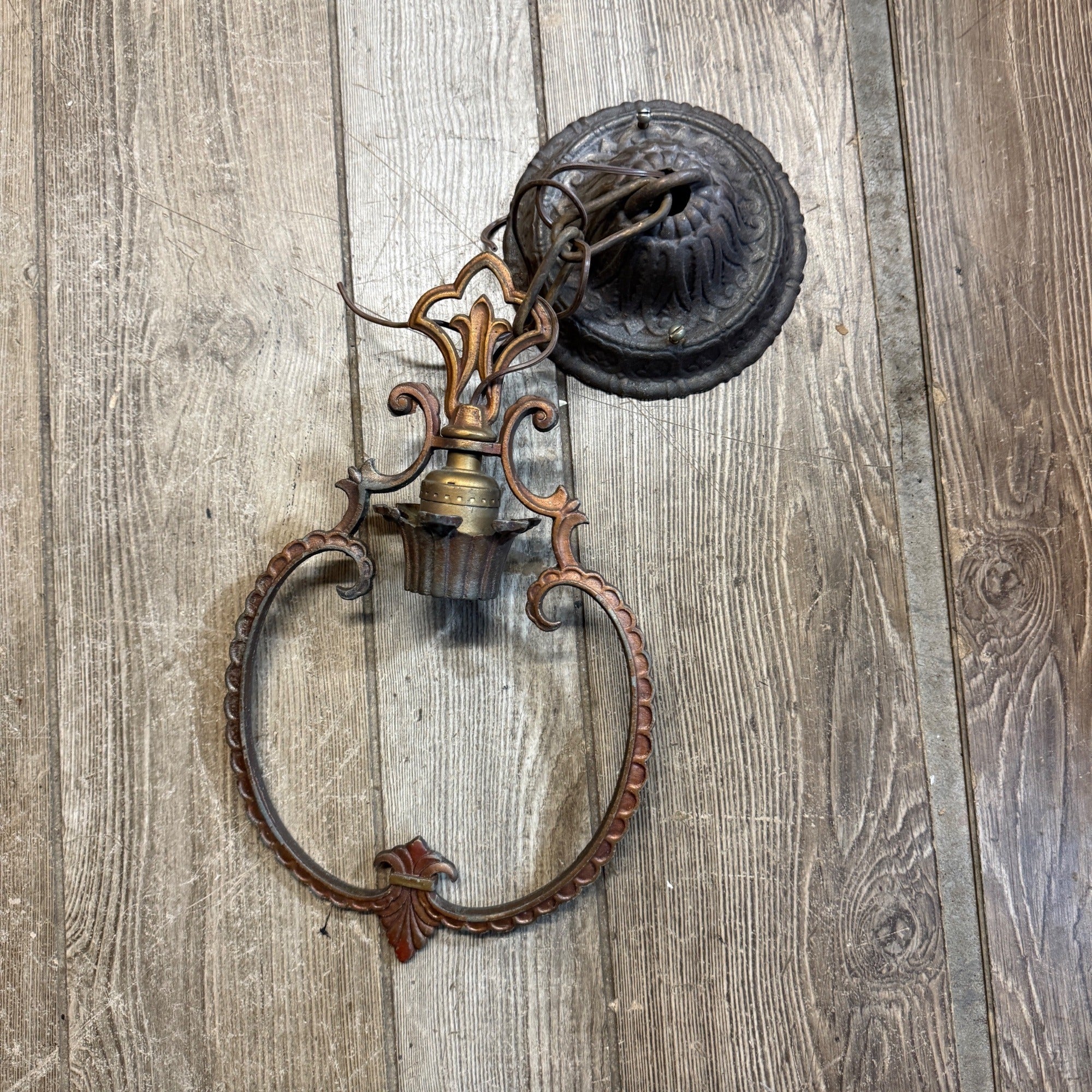 Antique Art Nouveau Victorian Ceiling Light Fixture Chandelier Single Bulb Cast