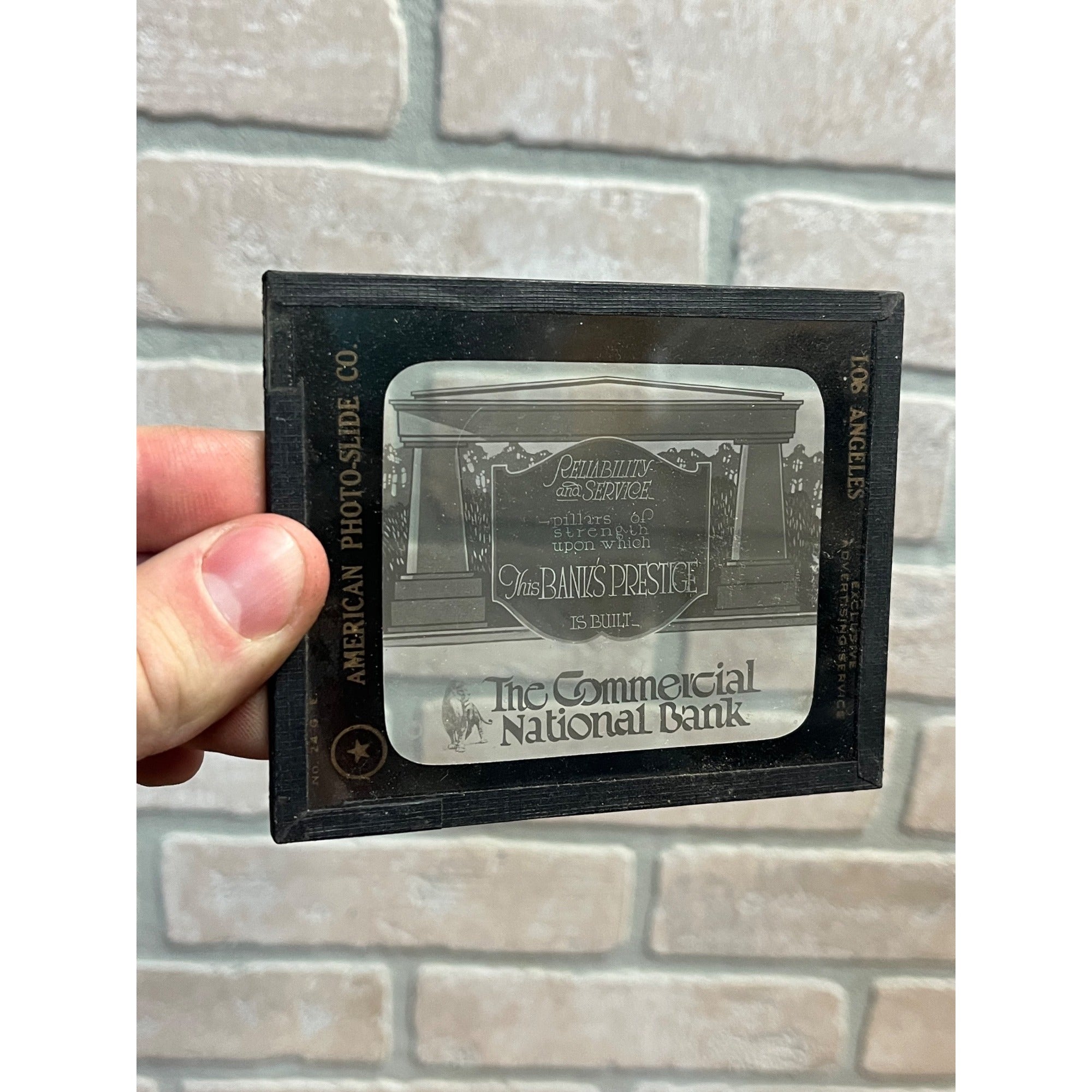 Vintage The Commercial National Bank Advertising Magic Lantern Photo Slides Set