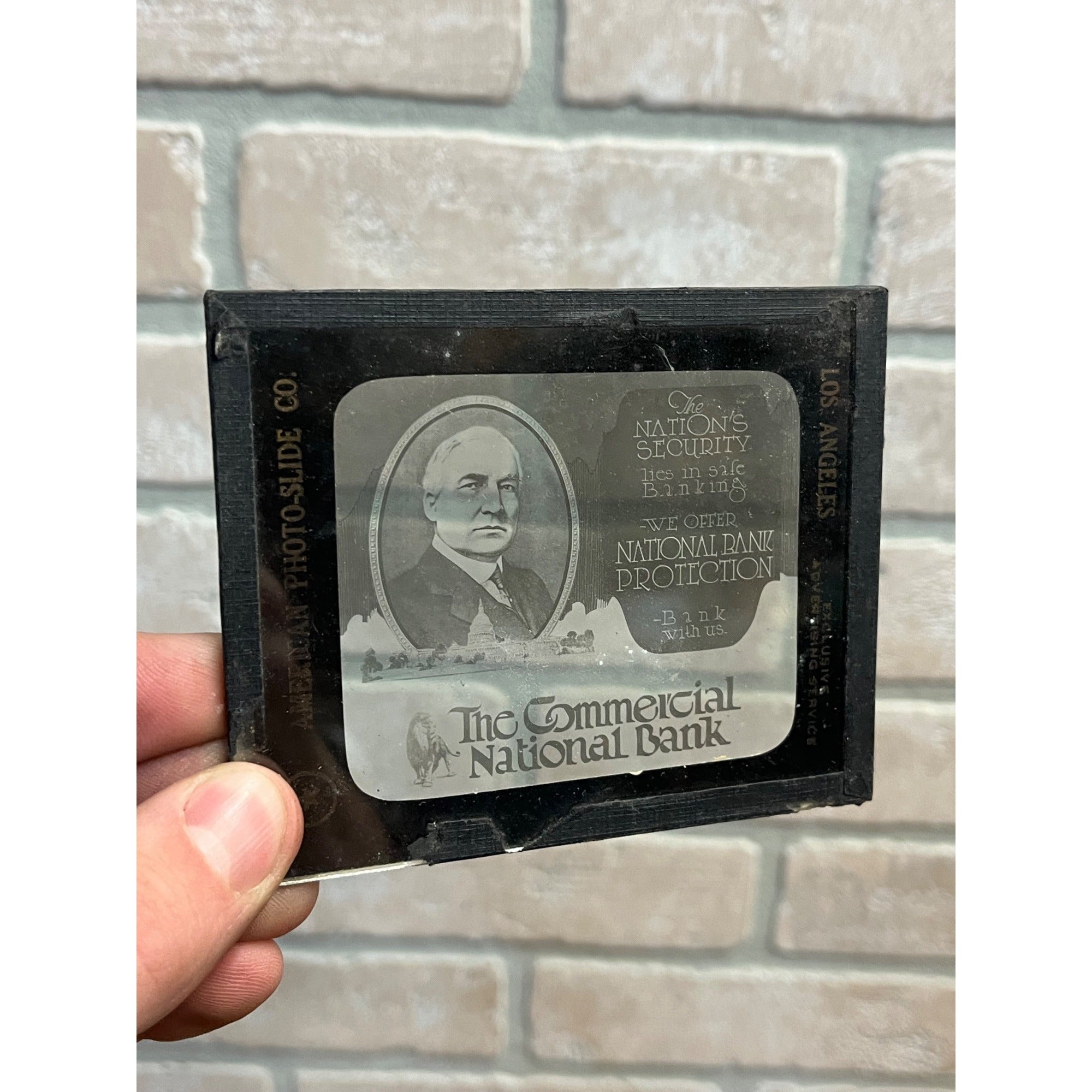 Vintage The Commercial National Bank Advertising Magic Lantern Photo Slides Set