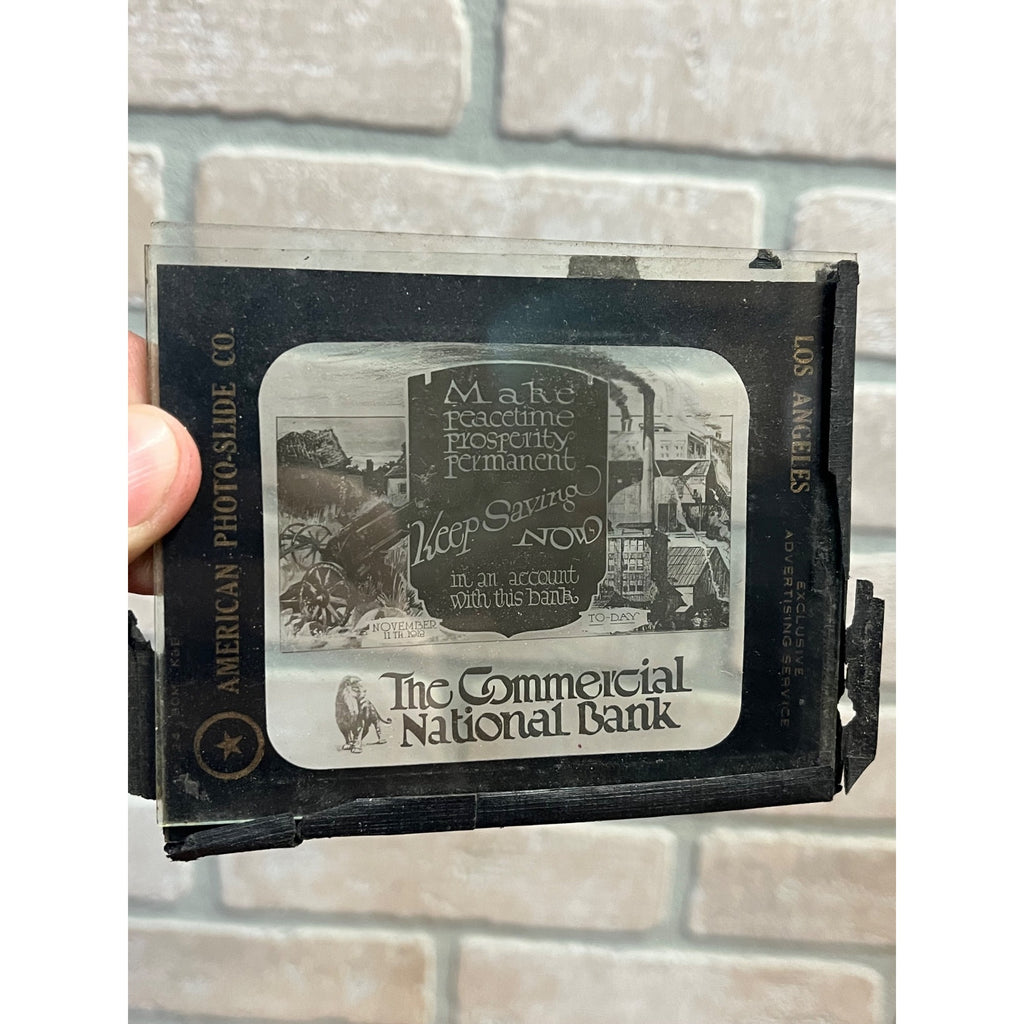 Vintage The Commercial National Bank Advertising Magic Lantern Photo Slides Set