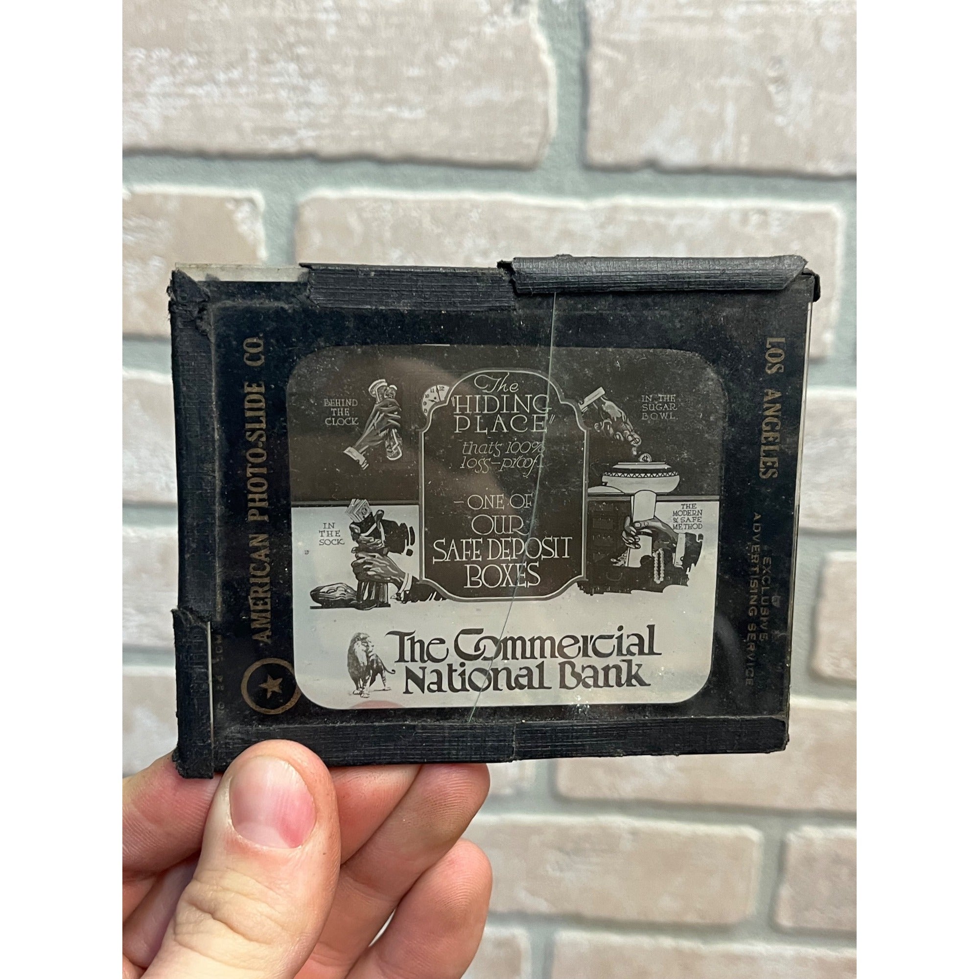 Vintage The Commercial National Bank Advertising Magic Lantern Photo Slides Set