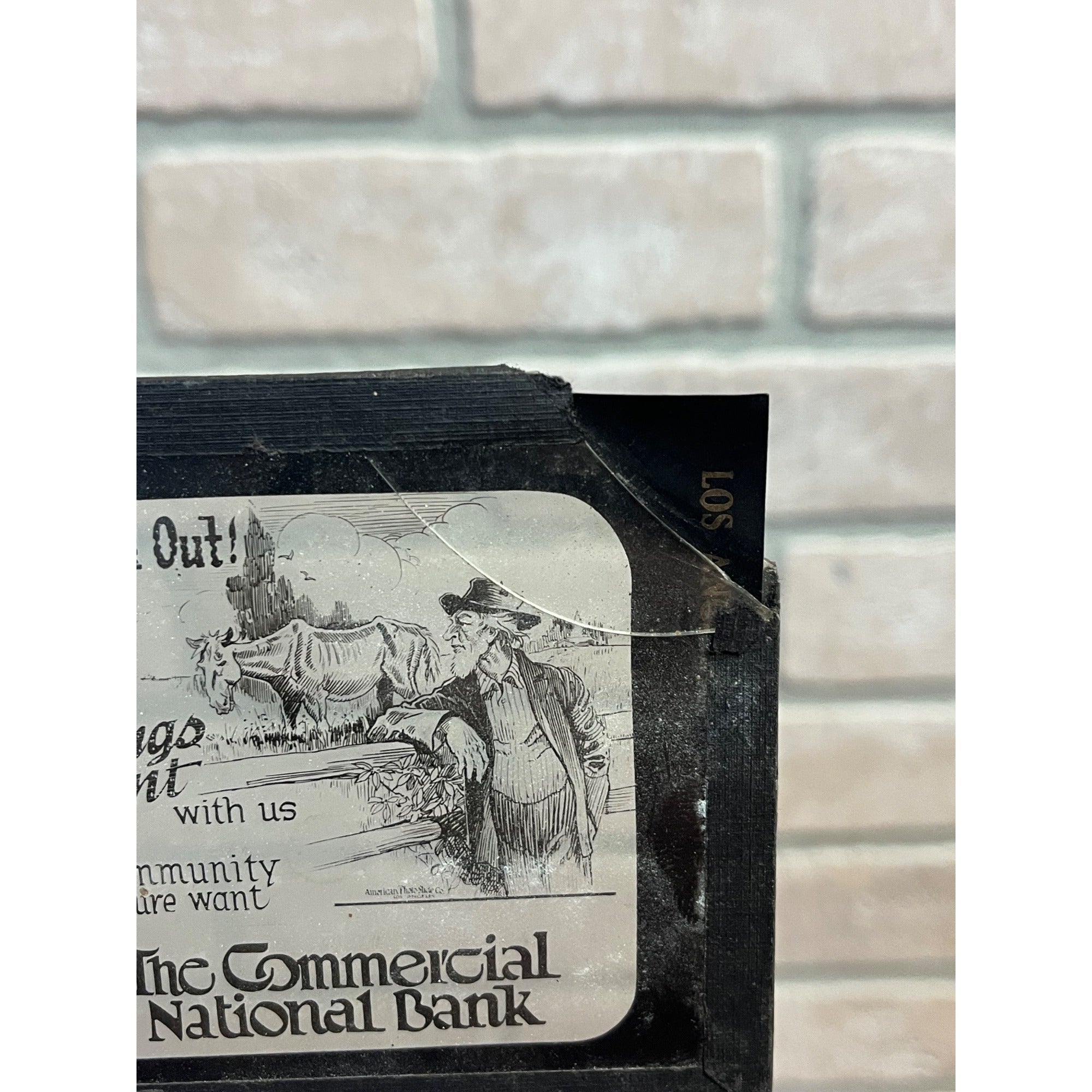 Vintage The Commercial National Bank Advertising Magic Lantern Photo Slides Set