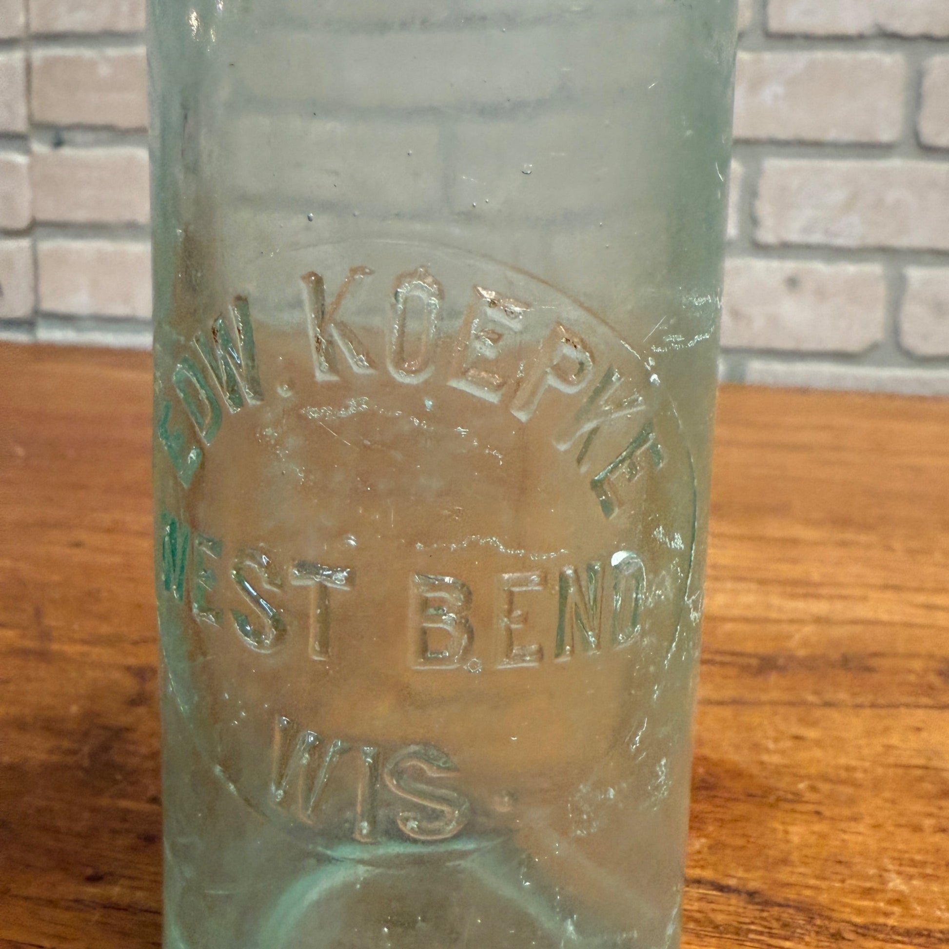 RARE Antique Edw. Koepke -- West Bend, Wis -- Hutchinson Soda Blob Bottle WI