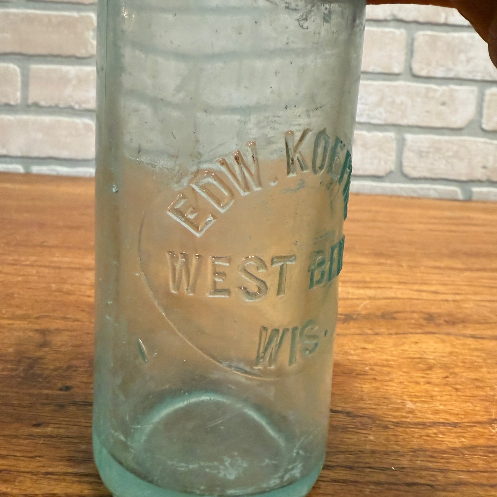 RARE Antique Edw. Koepke -- West Bend, Wis -- Hutchinson Soda Blob Bottle WI