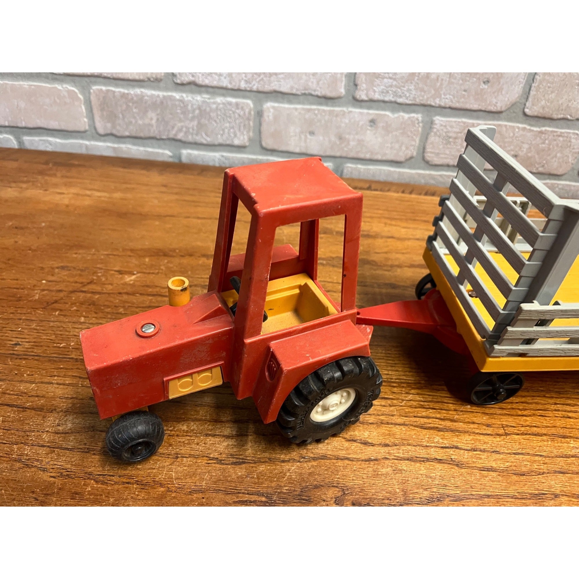 1980 Fisher Price Husky Helper Farm Wagon Trailer & Tractor Cab Plastic Toy