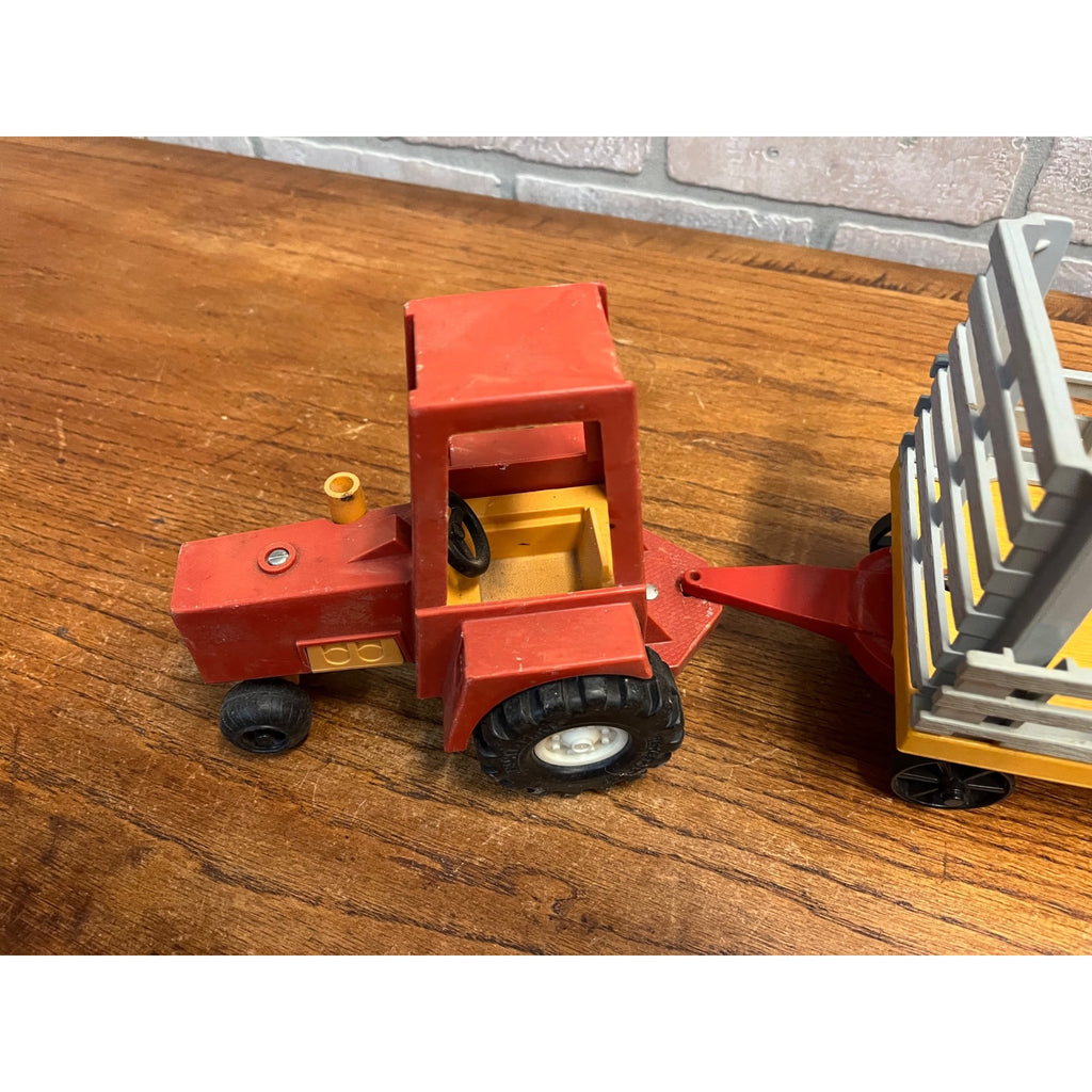 1980 Fisher Price Husky Helper Farm Wagon Trailer & Tractor Cab Plastic Toy