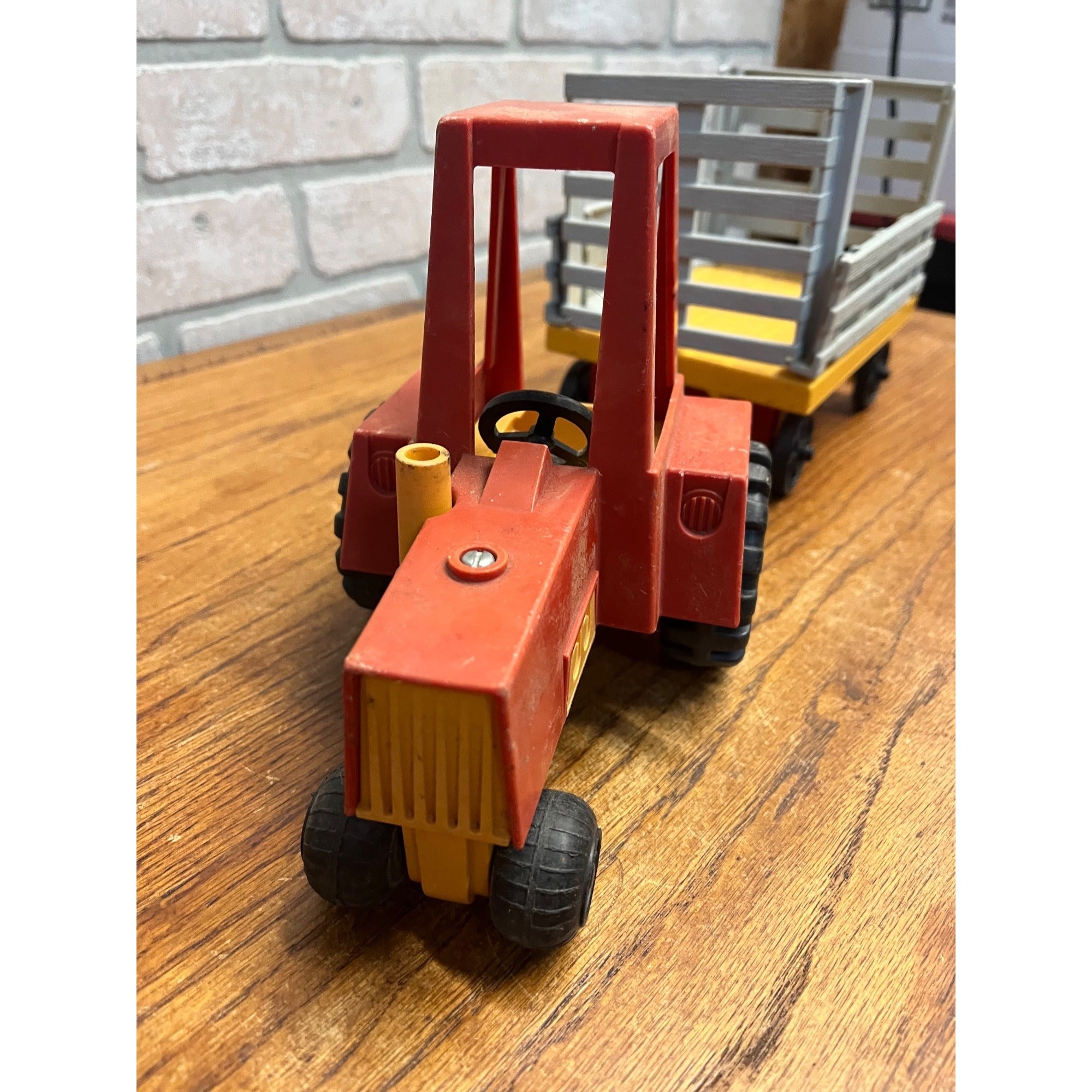 1980 Fisher Price Husky Helper Farm Wagon Trailer & Tractor Cab Plastic Toy