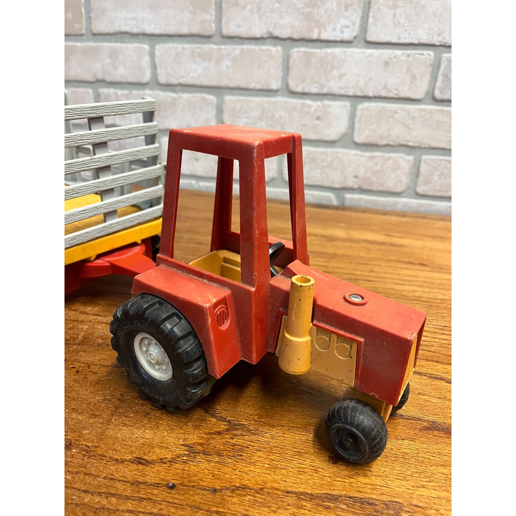 1980 Fisher Price Husky Helper Farm Wagon Trailer & Tractor Cab Plastic Toy