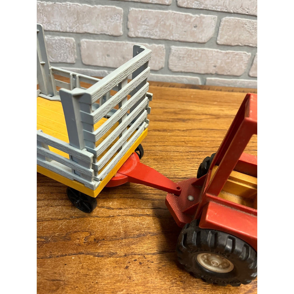 1980 Fisher Price Husky Helper Farm Wagon Trailer & Tractor Cab Plastic Toy