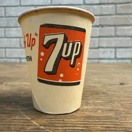 Vintage 7up 4oz Fresh Up Sample Soda Promotional Wax Paper Cup