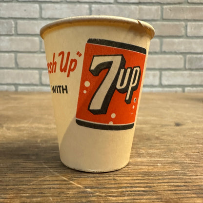 Vintage 7up 4oz Fresh Up Sample Soda Promotional Wax Paper Cup