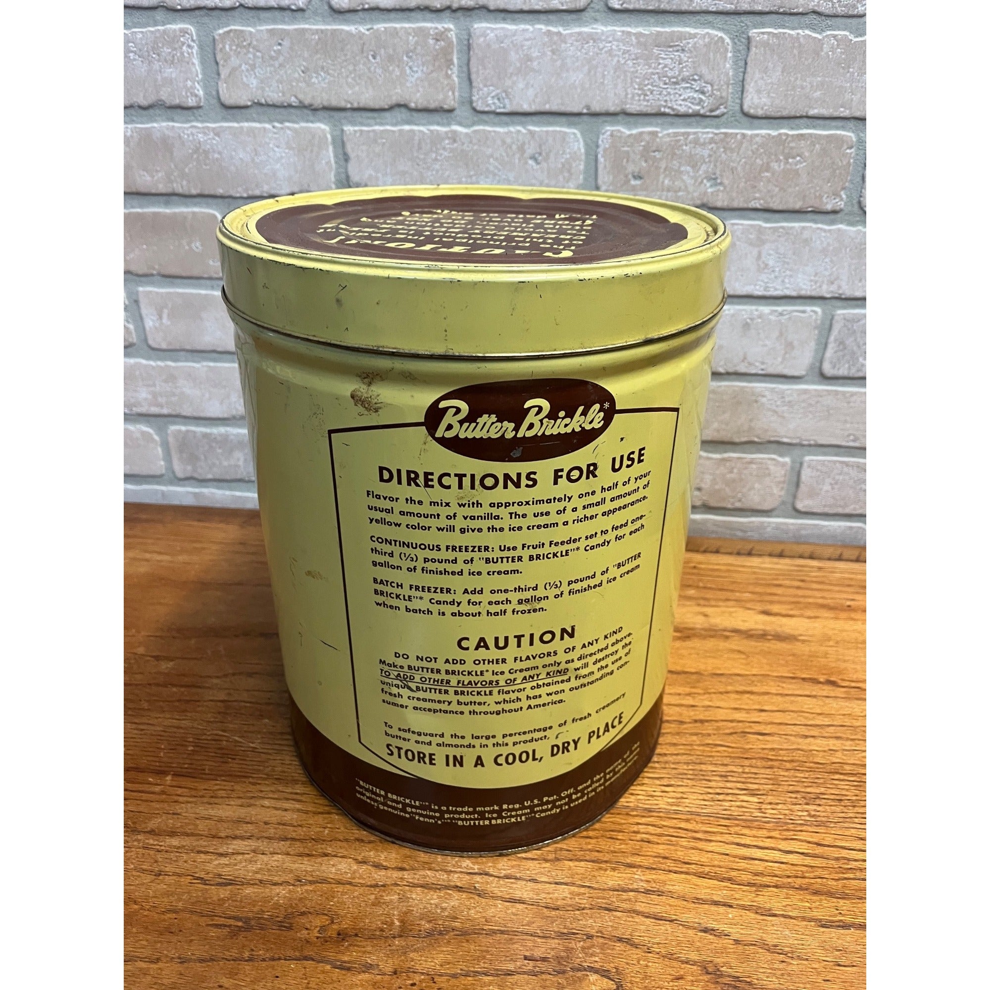 Vintage Fenn's Butter Brickle Ice Cream Tin 27lbs Sioux Falls, SD Advertising Can
