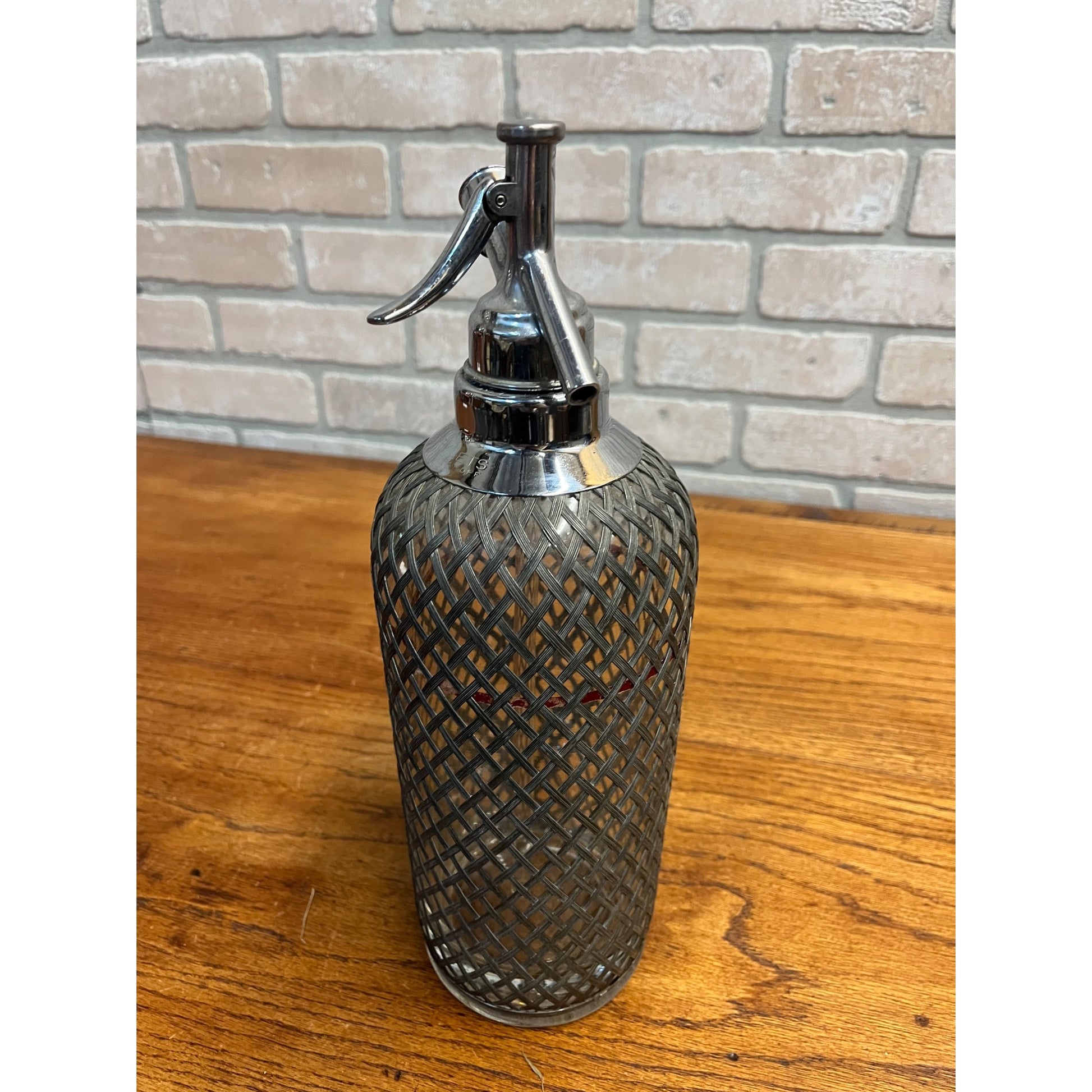 Vintage Art Deco 1930s SPARKLETS Soda Siphon Seltzer Bottle Wire Mesh Barware