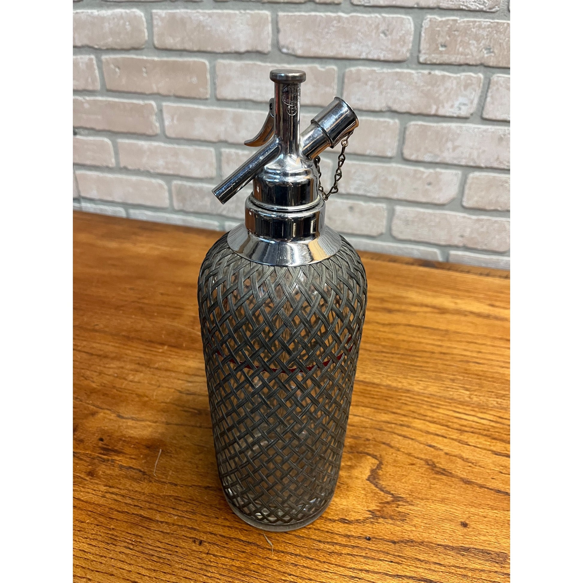 Vintage Art Deco 1930s SPARKLETS Soda Siphon Seltzer Bottle Wire Mesh Barware