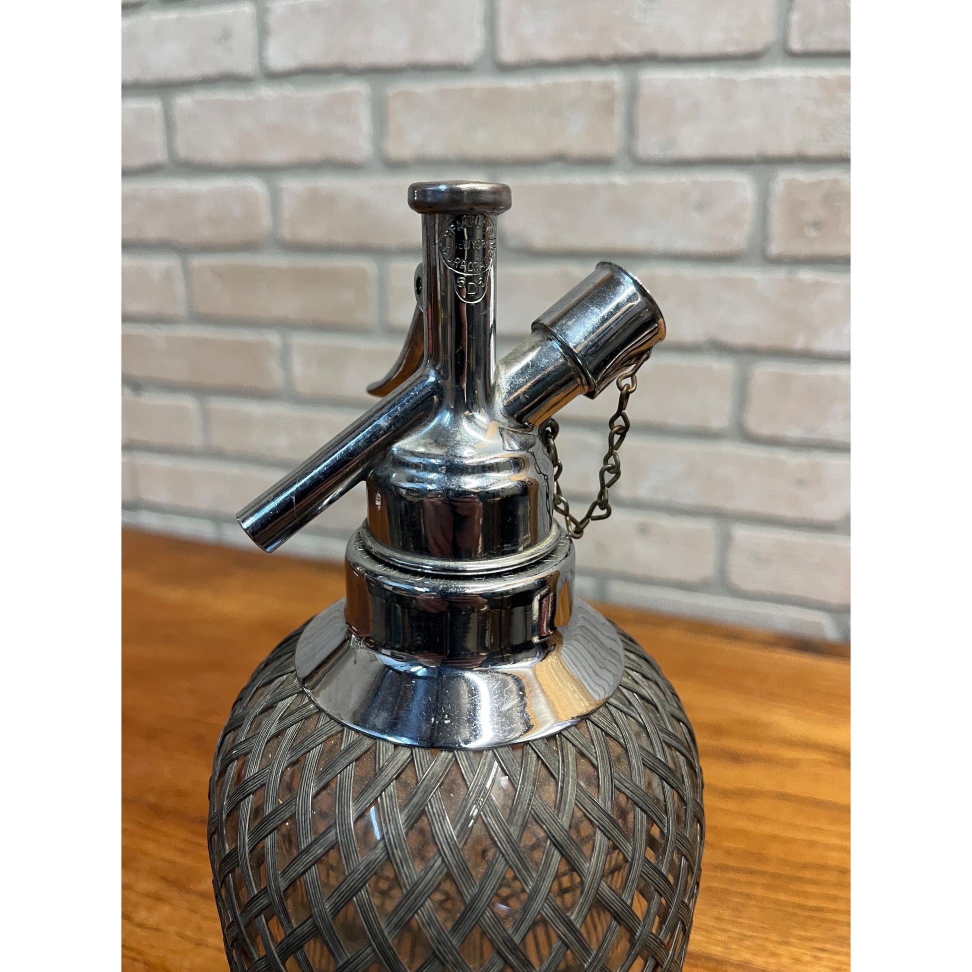 Vintage Art Deco 1930s SPARKLETS Soda Siphon Seltzer Bottle Wire Mesh Barware