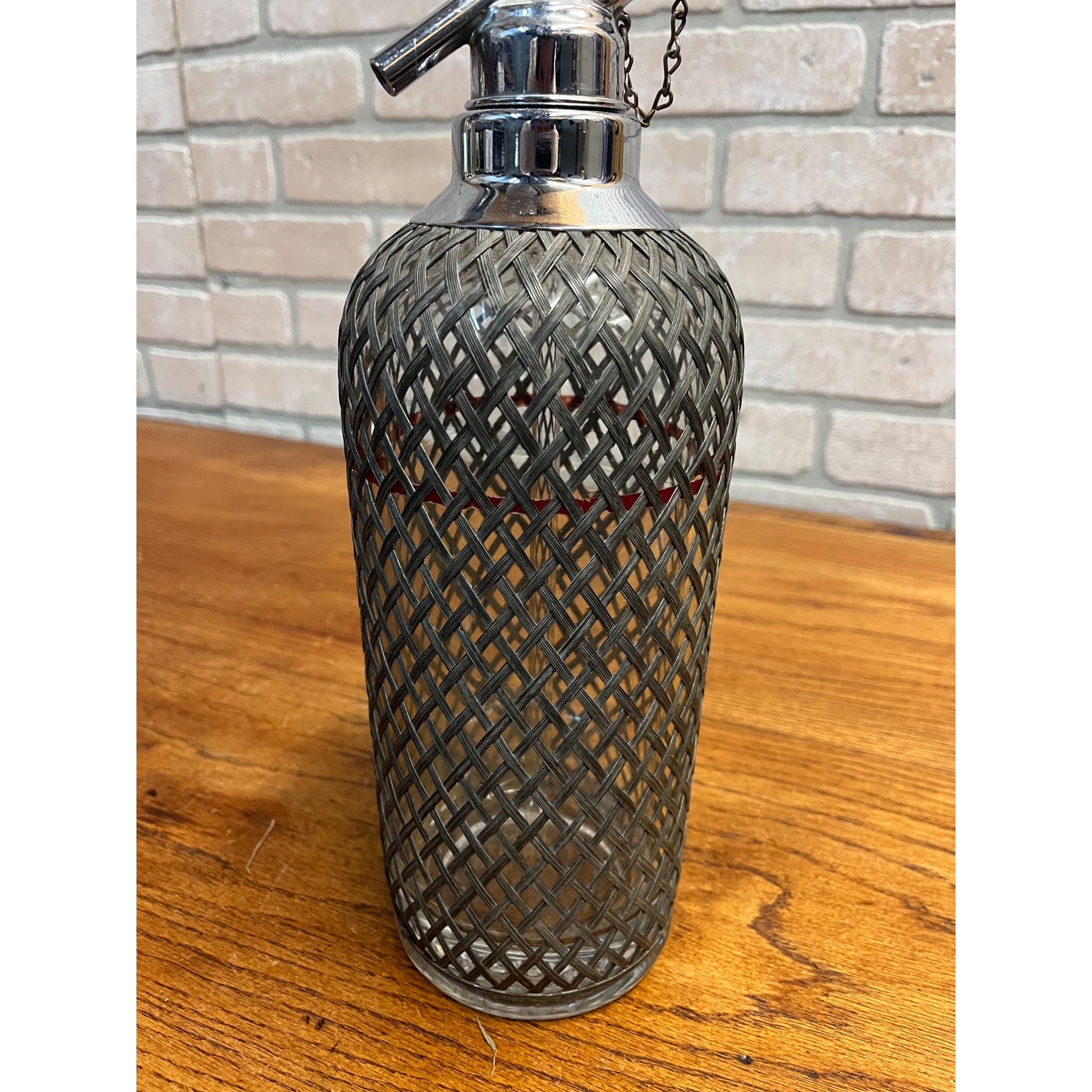 Vintage Art Deco 1930s SPARKLETS Soda Siphon Seltzer Bottle Wire Mesh Barware