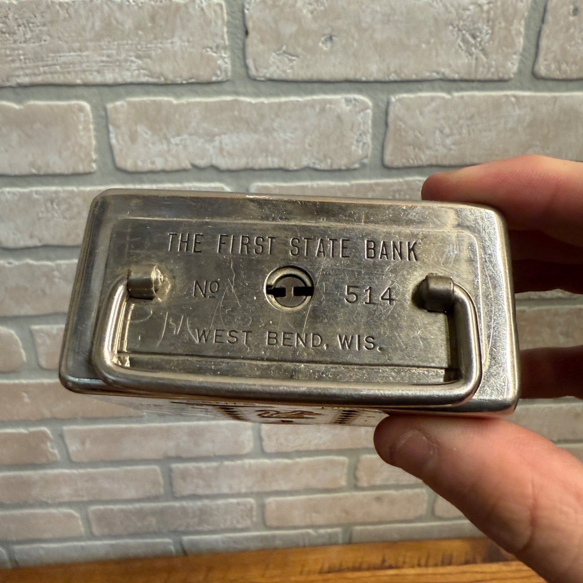 Vintage West Bend Wisconsin Metal Coin Bank - No Key - Squirrel Provident Bank