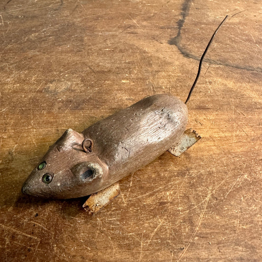 ANTIQUE VINTAGE MOUSE ICE FISHING SPEARING DECOY WEIGHTED GLASS EYES