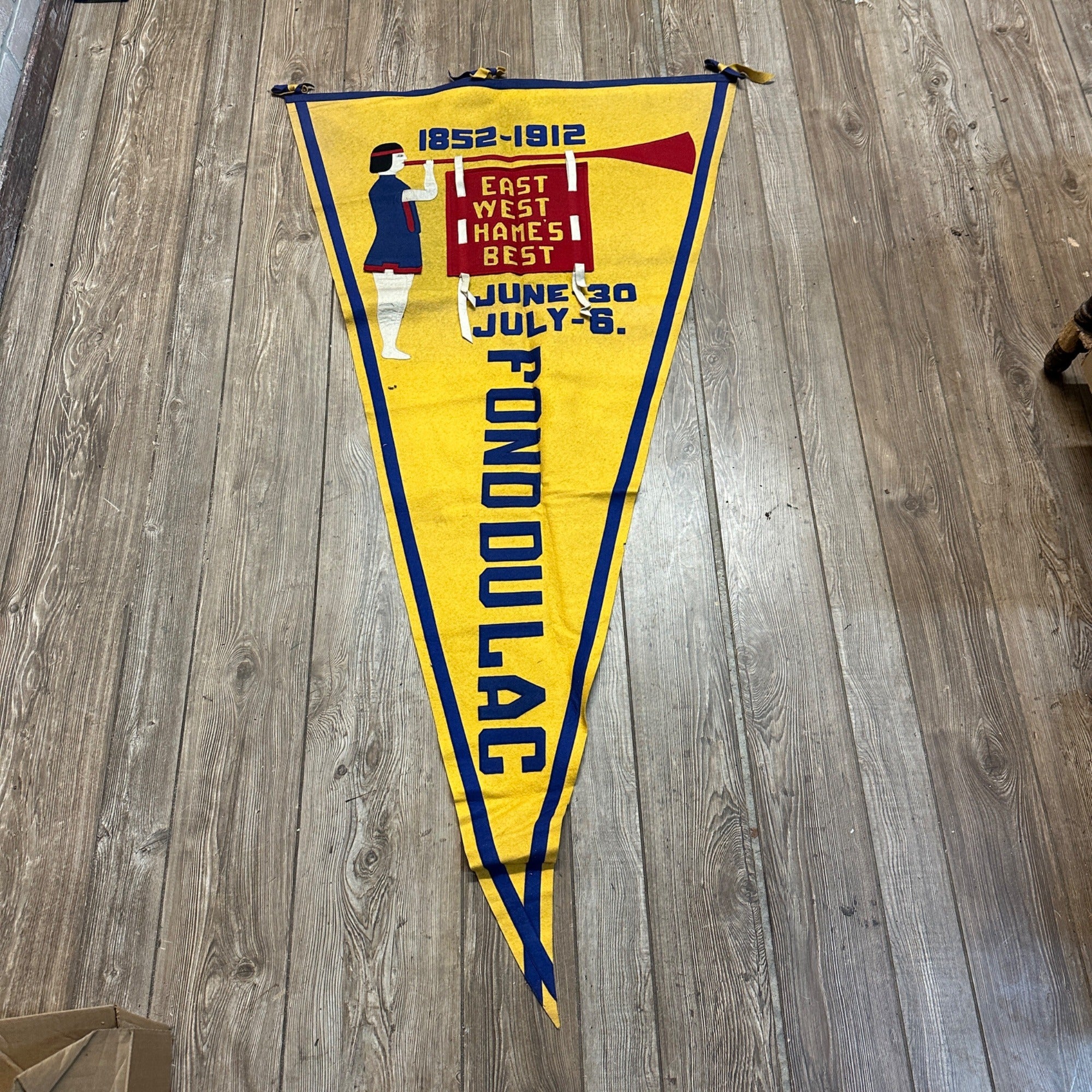 RARE Vintage 60 Years 1852-1912 Fond du Lac Wis Felt Banner Pennant ...