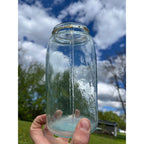 Antique 1858 Mason's Patent Quart Jar Crude Dimpled "V" Jar 1800s Blue Aqua