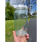 Antique 1858 Mason's Patent Quart Jar Crude Dimpled "V" Jar 1800s Blue Aqua