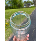 Antique 1858 Mason's Patent Quart Jar Crude Dimpled "V" Jar 1800s Blue Aqua