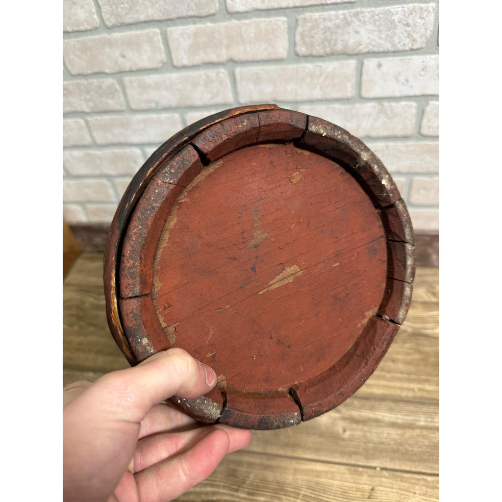 Antique Primitive 1800s Wooden Butter Churn Original Red Paint AAFA Early Farmhouse
