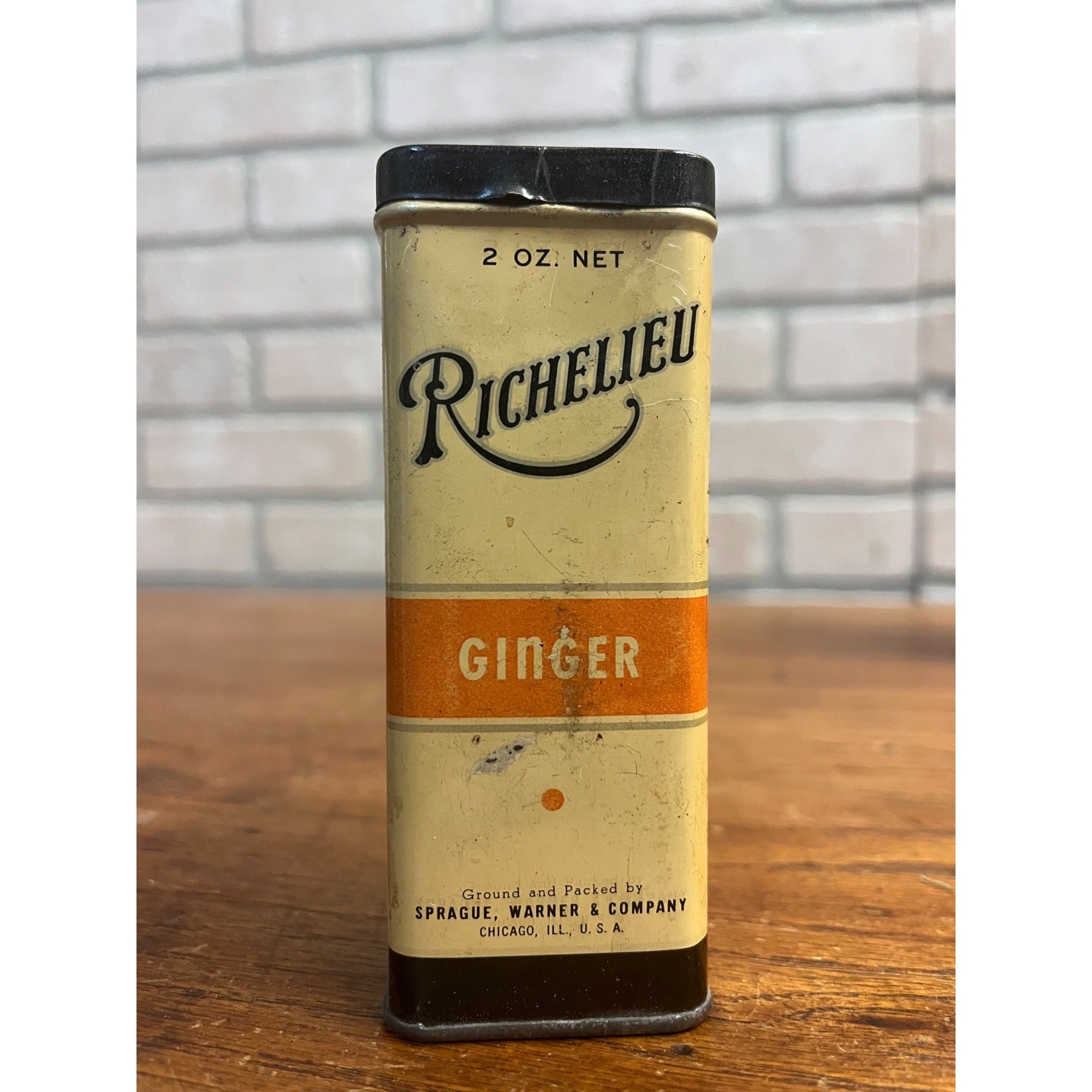Vintage Richelieu Ginger Chicago Sprague Warner Co. Spice Tin Kitchen Decor