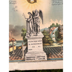 Original 1876 Strobridge Masonic Register Master Free Mason Chromolithograph