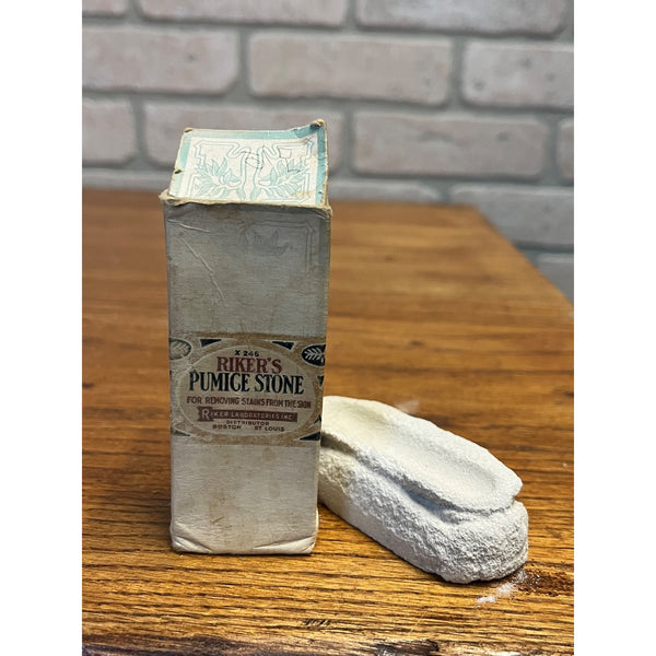 Vintage Riker's Pumice Stone w Original Box Drug Store Skin Remedy Advertising