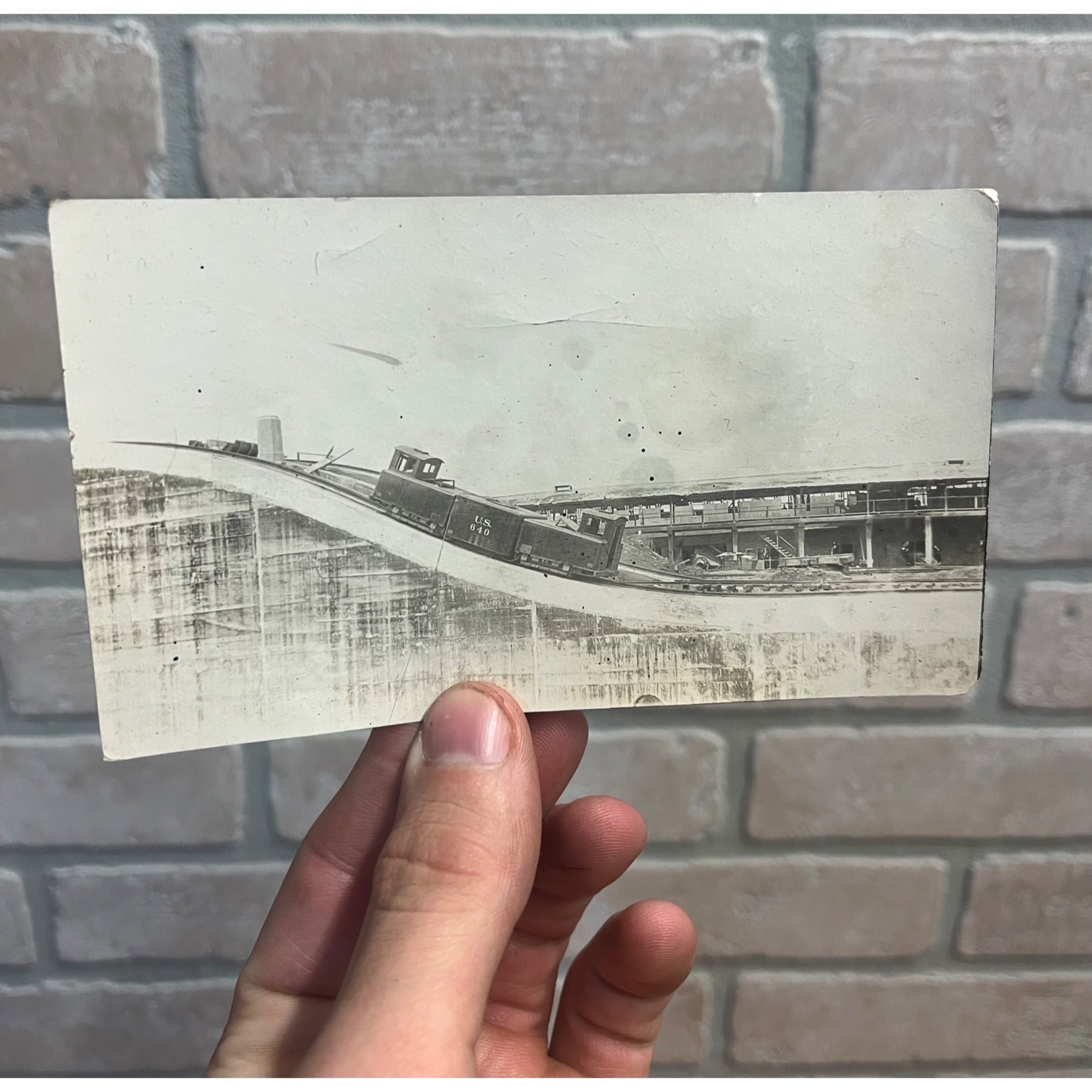 Original Photo of Towing Mule Tow Engine Panama Canal Locks Railroad Train