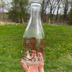 Vintage Midwest Dairy Brown Pyro Quart Milk Bottle PLYMOUTH, Wisconsin WI