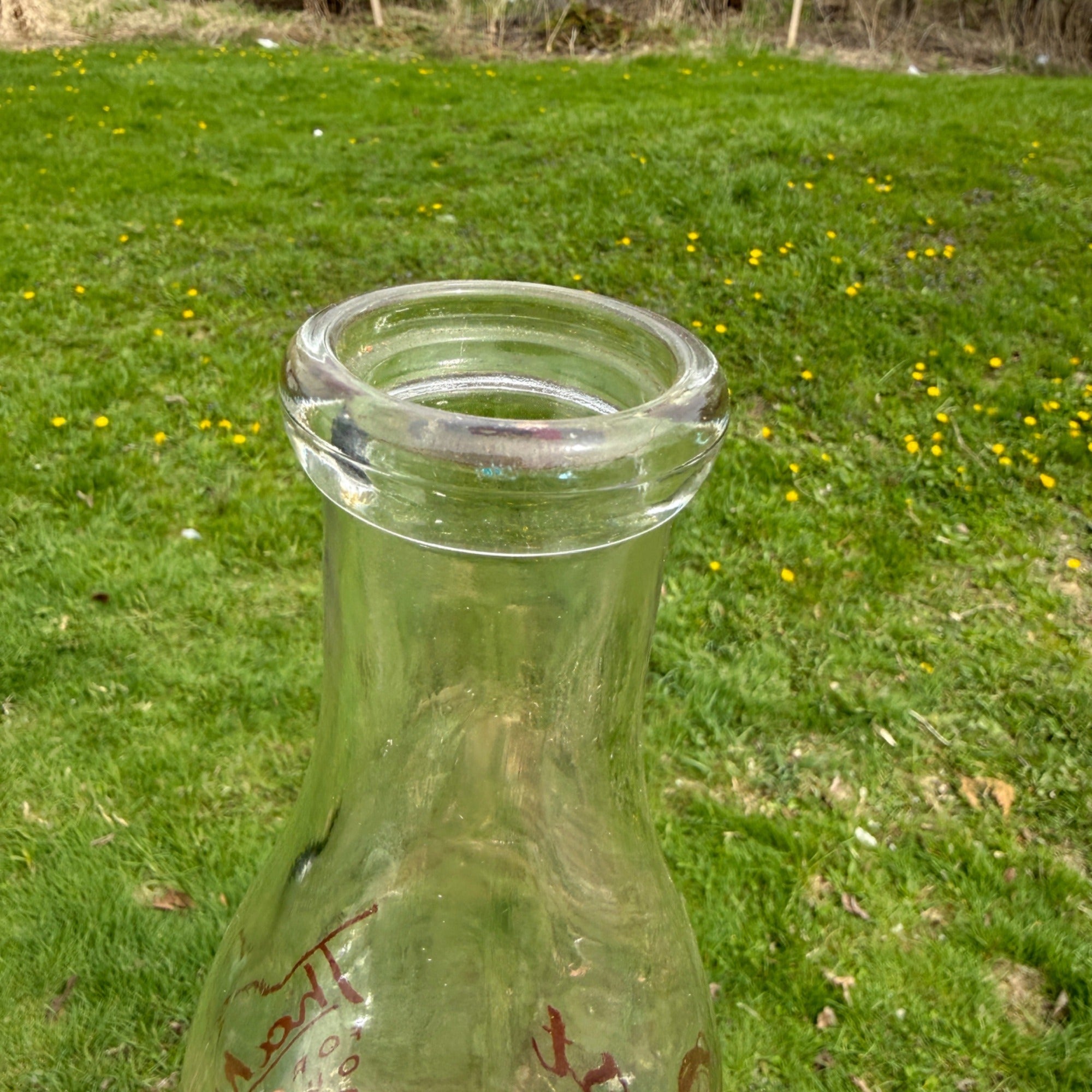Vintage Midwest Dairy Brown Pyro Quart Milk Bottle PLYMOUTH, Wisconsin WI