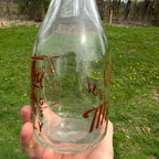 Vintage Midwest Dairy Brown Pyro Quart Milk Bottle PLYMOUTH, Wisconsin WI