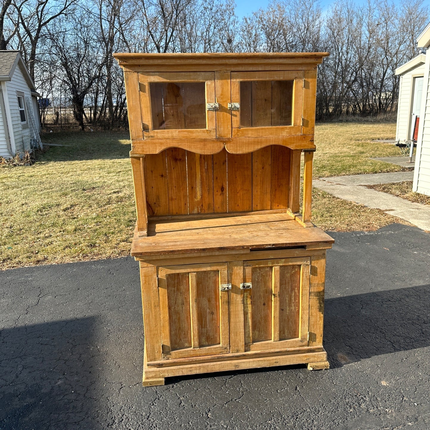 Antique Primitive Bakers Bread-Making Cabinet Cupboard