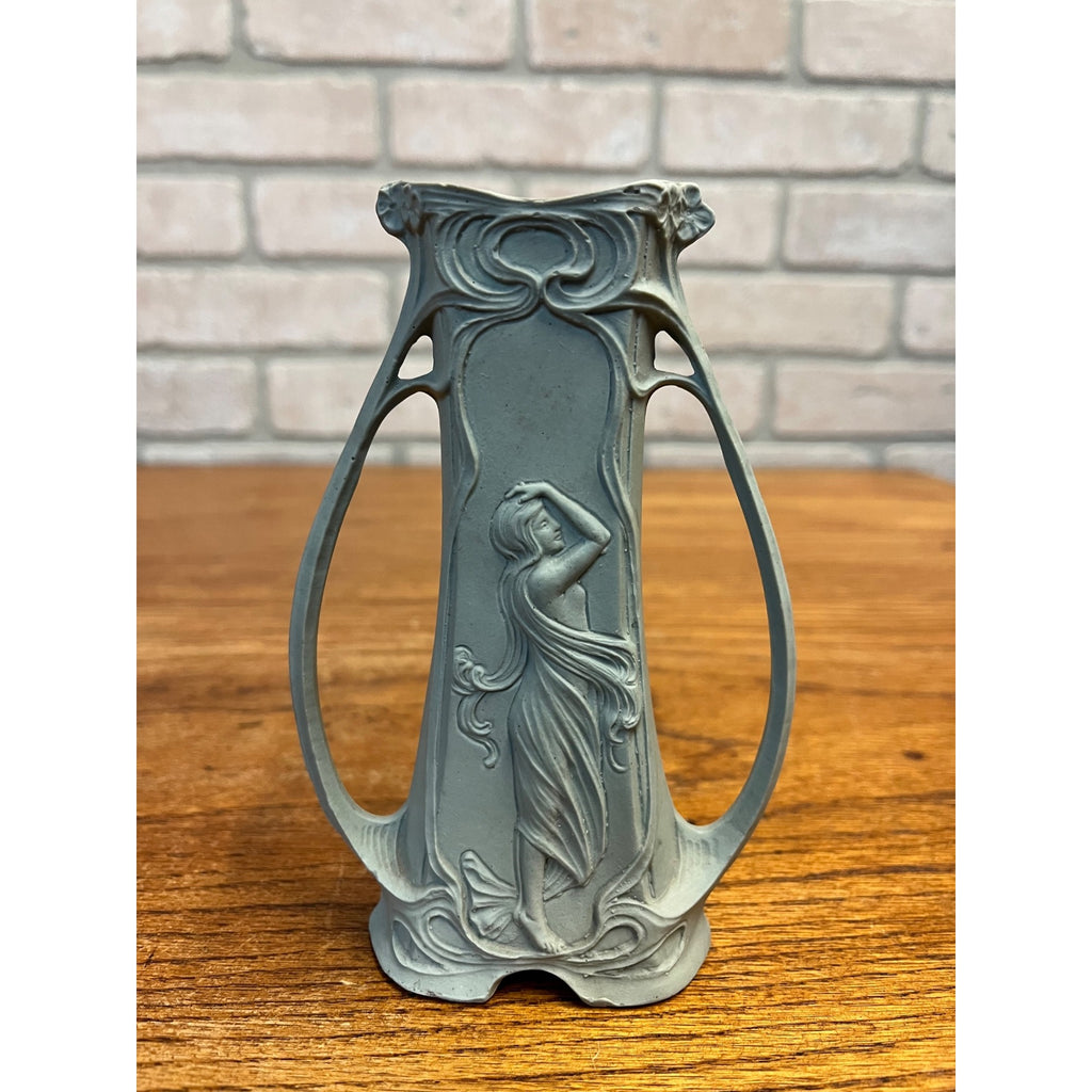 RARE Vintage Schafer & Vater German Jasperware Bisque 6" Vase Art Nouveau