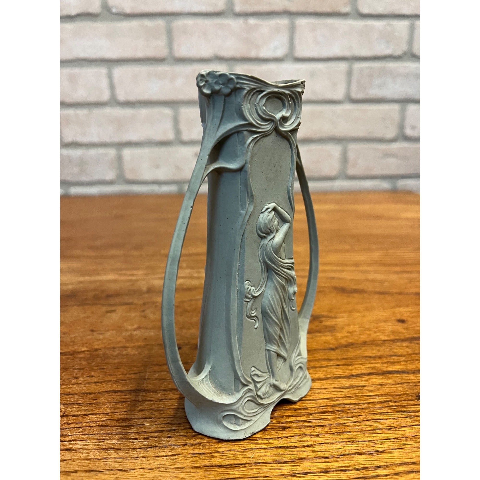 RARE Vintage Schafer & Vater German Jasperware Bisque 6" Vase Art Nouveau