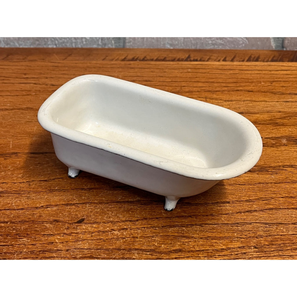 Vintage Cast Iron Enamel Salesman Sample Toy Doll House Miniature Claw Bath Tub