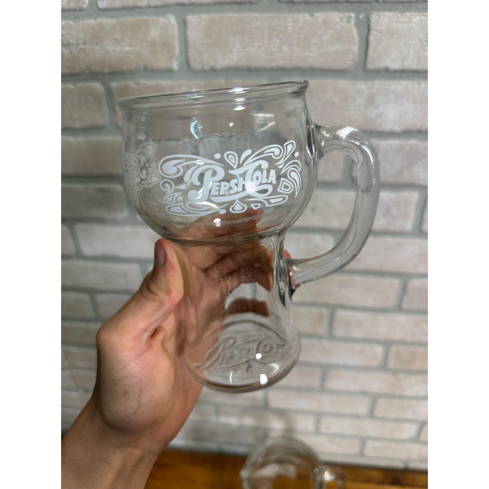 Vintage 1980s Pepsi Cola Advertising Glass Pitcher Set w/ 4 Glasses White