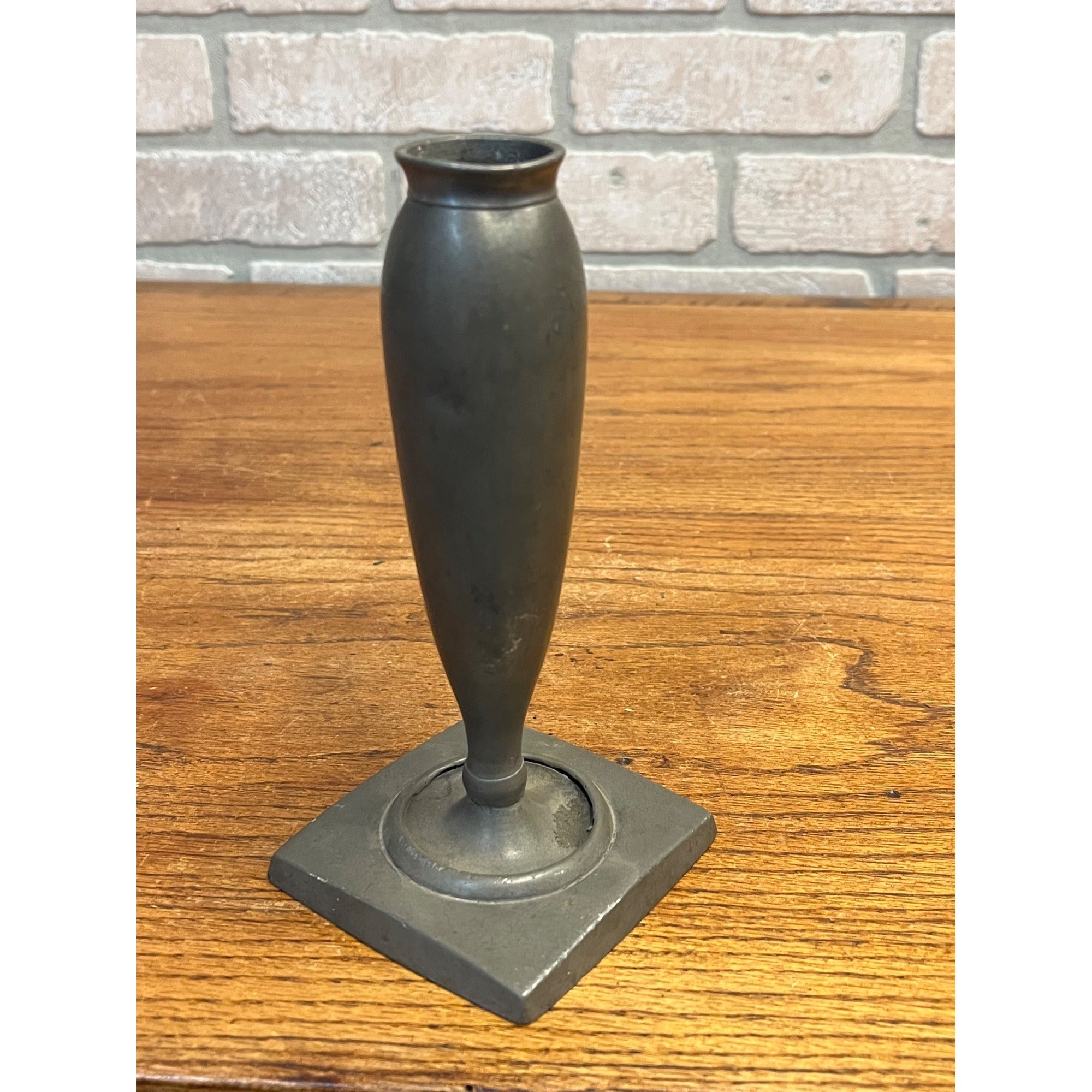 Antique 19th c. Dutch Pewter Flower Bud Vase Marked "Hoorn" Primitive