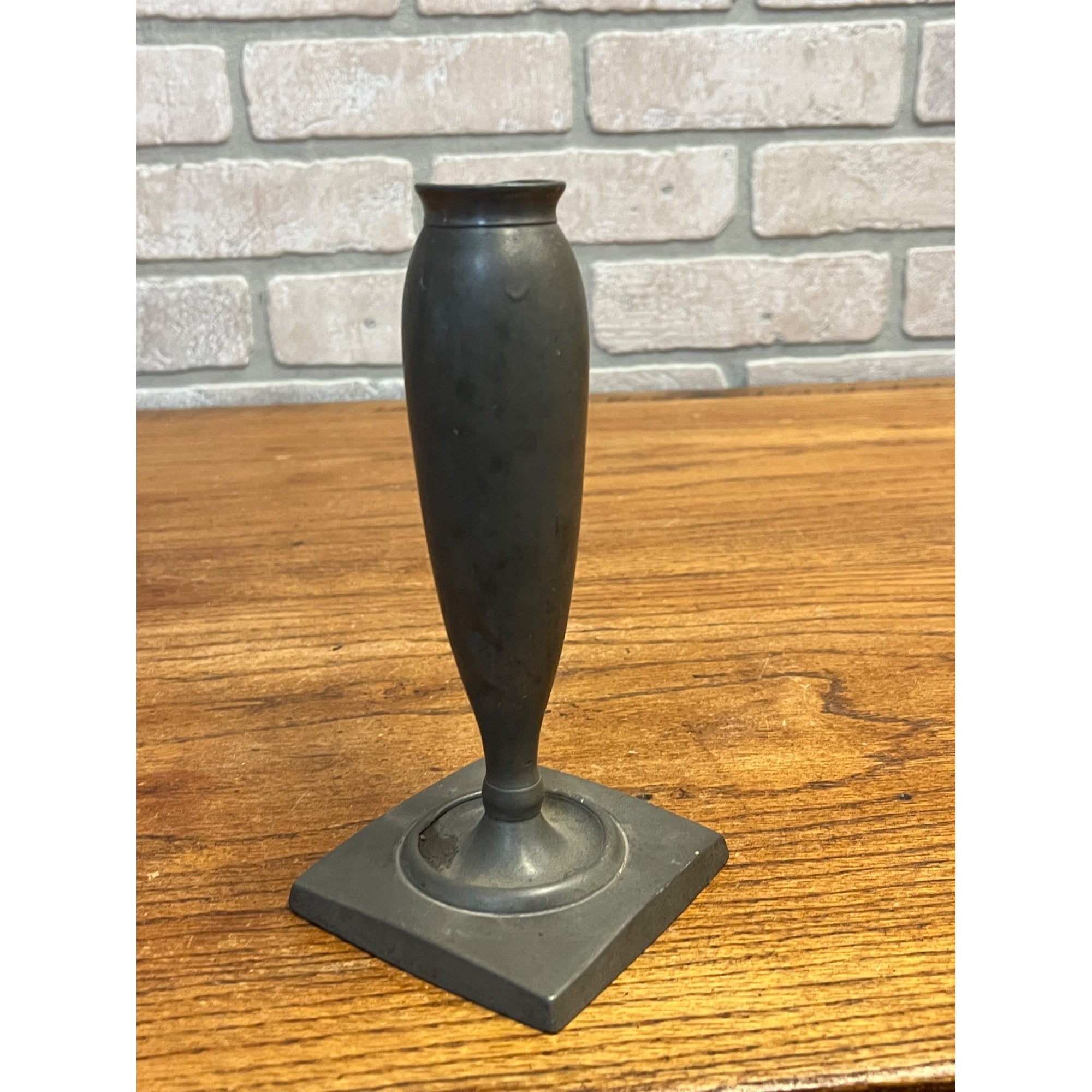 Antique 19th c. Dutch Pewter Flower Bud Vase Marked "Hoorn" Primitive